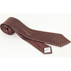 Vintage 1970s Kaufmanns PA Red Brown Men's Necktie Italy Acetate Medallion Geome